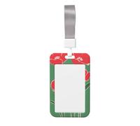 Pink Wildflowers Mid-Century Modern Sliding Id Badge Holder Hard Plastic Work Card Case Name Tag Protector for Nurses Office