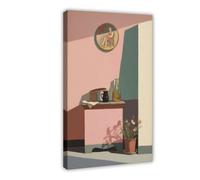 Pink Window Flowers Canvas Poster for Dorm Room Decor Gift | Frame-style, Multiple sizes, Multiple frame styles, Wall Art, Decor Print, Home Decor