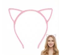 Pink Wire Cat Ear Headband - Ultra-Light Adjustable Fuzzy Metal Core, Soft Skin-Friendly Cat Ears Hair Accessory for Halloween Costumes, Cosplay, Christmas Parties