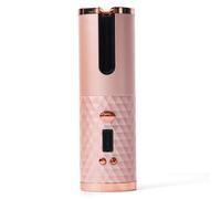 (Pink) Wireless Auto-Rotating Ceramic Hair Curling Wand