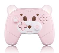 Pink Wireless Controller for Nintendo Switch/Switch Lite, Cute Pro Controller with Macro, Wake-Up, Headphone Jack, Turbo, Motion, Vibration, Ergonomic Breathing Light, Gift for Gamer Girls Boys