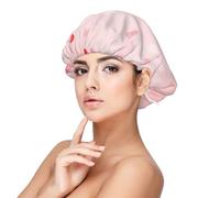 Pink With Heart Pattern,Adult's Satin Sleeping Cap - Women's Elastic Sleep Bonnet, Adjustable Overnight Hair Cover