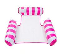 (Pink with White) Water hammock recliner inflatable floating Swimming Mattress sea swimming ring Pool Party Toy lounge bed for swimming