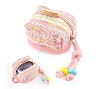 Pink Women Earphone Case Cover Earbuds Pouch for AirPods 4/1/2/3/ Pro/Pro 3, Cute Multifunction Elegant Keychain Storage Bag Earbuds Case Clothes Art Coin Purse Cable Organizer for Samsung Galaxy Buds