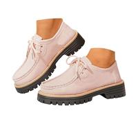 Pink Women's Chunky Lug Sole Loafers Platform Oxford Shoes Lace up Slip on Dress Shoes Penny Low Heeled Loafers for Work Business Office Party Casual Footwear Trendy UK 4 Clearance
