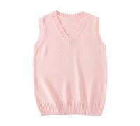 Pink Women's Sleeveless Jumpers Women Knitted Sweater Tank Top Knitwear V Neck Knit Vest Pullovers Sweatshirts Oversized Jumper Vintage Retro Stylish Sweater for Spring Autumn Winter