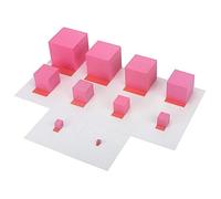 Pink Wood Block Set - Master the Dimensional Perception, 10-Piece Sensory Attention Training Tube, 1-10cm Graduated Volume + Smooth Edges, Durable, Natural Height