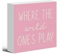 Pink Wood Box Sign 5x5 Inch Where the Wild Ones Play Decor