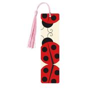 Pink Wooden Bookmark â€“ Double-Sided Cartoon Ladybug Full-Print for Hardcover Books, Journals, Notebooks â€“ Ideal Thoughtful Gift