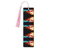 Pink Wooden Bookmark â€“ Double-Sided Fire Dragon Roll Soccer Full-Print Decorative for Study Room, Office, Classroom, Library