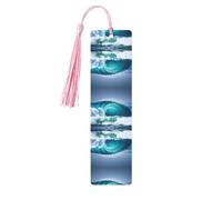 Pink Wooden Bookmark â€“ Double-Sided Ocean Wave Full-Print Tassel Bookmark for Hardcover Books, Journals, Notebooks