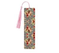 Pink Wooden Bookmark - Crafted Peony Flower Pattern Print Decor, Perfect for Hardcover Books, Journals, Notebooks & Planners