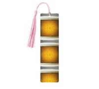 Pink Wooden Bookmark - Double-Sided Beer Wallpaper Full-Print Decorative for Study Room, Office, Classroom, Library