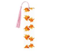 Pink Wooden Bookmark - Double-Sided Cute Goldfish Full-Print Tassel Bookmark for Hardcover Books, Journals, Notebooks