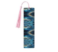 Pink Wooden Bookmark - Double-Sided Dawn Ocean Waves Full-Print Decorative for Study Room, Office, Classroom, Library