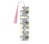 Pink Wooden Bookmark - Double-Sided Green Leaf Koala Full-Print for Hardcover Books, Journals, Notebooks - Ideal Thoughtful Gift