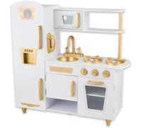 Pink Wooden Children's Kitchen, Children's Play Kitchen with Sink Stove Oven, Wooden Kitchen Toy Kitchen, Wooden Play Kitchen with Accessories for Children from 3 Years (White)