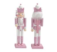 Pink Wooden Christmas Nutcracker Soldier, Large 30CM Ornament, Traditional Puppet Toy Gift for Kids, Classic Xmas Decor King