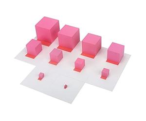 Pink Wooden Cube Tower - Educational Growth Set, Dimensional Sorting Activity, Fine Motor Control | Logical Structure Understanding, Independents Learning Focus, For Preschool Development Programs