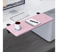 Pink Wooden Desk Extension with C-Clamp 52cm Keyboard Tray Holder Computer Arm Support for Ergonomic Workspace Easy to Install Ideal for Home Office