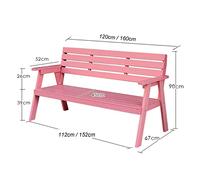 Pink Wooden Garden Bench for 2-3 People | Slatted Seat & Back | Outdoor Patio Furniture with Armrests | Ideal for Front Porch & Garden Decor (120cm Size)