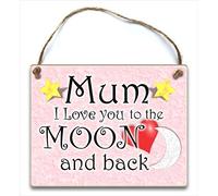 Pink Wooden Plaque "Mum I Love You To The Moon and Back" New Mum Pregnant From Bump