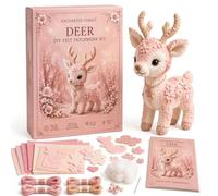 Pink Woodland Friends DIY Felt Patchwork Kit, DIY Creative Patchwork Art Craft, Magic Forest Animals 3D Felt Sewing Kit, Artisanal Fabric Stuffed Project, Creative Manual Sewing Craft (08#)
