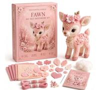 Pink Woodland Friends DIY Felt Patchwork Kit, DIY Creative Patchwork Art Craft, Magic Forest Animals 3D Felt Sewing Kit, Artisanal Fabric Stuffed Project, Creative Manual Sewing Craft (03#)