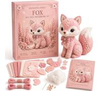Pink Woodland Friends DIY Felt Patchwork Kit, Pastoral Wild Creatures Handicraft Activity, Manual Tailoring Bundle, Textile Hobby, DIY Fabric Animal, Unique Roseate Doll Ornament (Blush Fox)