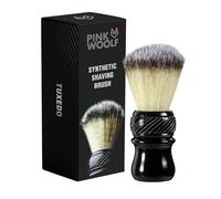 Pink Woolf Synthetic Shaving Brush for Men | Black Tuxedo Handle, 24mm Knot | Classic Wet Shaving Brush for Rich Lather | Gentlemen’s Grooming Tool | Traditional Shaving Routine Accessory