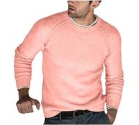 Pink Work Jumpers for Men Knitted Tops UK Basic Tops Shirts Knitwear Round Neck Pullover Sweater Casual Solid Bottoming Shirt Sweater Long Sleeve Golf Sweatshirts
