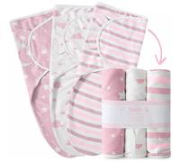 (Pink Wrap Pack of 3) New Born Baby Swaddle Wrap Pack of 3 & Quilted Baby Sleeping Bag 0.5 & 2.5 TOG