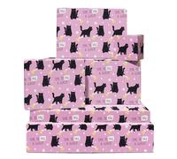 Pink Wrapping Paper - Cat Themed Gifts For Cat Lovers - Time To Paw A Glass - 6 Sheets Funny Cat Gift Wrap - Bridal Shower Birthday Christmas Celebration - For Friends Bestie Bff Women - Includes Tags