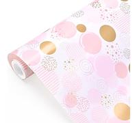 Pink Wrapping Paper Printed with Rich Patterns of Dots, Topeedy 43cm*10m Recyclable Wrapping Paper Perfect for Packing Birthday Anniversary Children’s Day Baby Shower Wedding Present -Dot