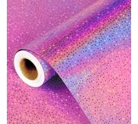 Pink Wrapping Paper Roll 43cm x 10m, Shimmer Sparkly Metallic Holographic Foil Star Gift Wrapping Paper, Shiny Glossy Iridescent Gift Wrap Paper for Birthday Wedding Baby Shower Holiday Christmas