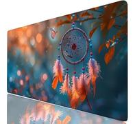 Pink XXL Mouse Mat 60x40cm Gaming Mouse Pad Dreamcatcher Large Desk Mat, Gaming Desk Accessories with Non-Slip Base & Stitched Edges, Improved Precision Speed Mousepad for PC, Laptop, Office H0-406