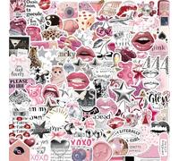 Pink Y2K Stickers for Girls - 100PCS Unique Aesthetic Stickers, Waterproof Vinyl Decals for Water Bottle, Laptop, Scrapbook, Retro Pop Culture, Y2K Party Supplies & Gifts