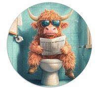 Pink Yak Go Toilet Jigsaw Puzzles for Adults 1000 Round Cardboard Puzzles Challenging DIY Brain Game, Interactive Family Activity 1000pcs (67.5x67.5cm)