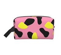 Pink Yellow Cow Travel Toiletries Makeup Organizer Large Capacity Portable Cosmetic Bags for Women Girls