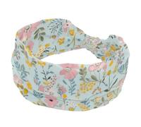 Pink Yellow Florals Blue Background Womens Headband, Elastic Wide Headbands, Soft Hair Accessories, Sweat Wicking Hair Wraps for Workout, Yaga, Running, Hiking, Exercise