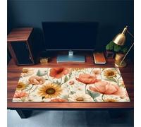 Pink Yellow Flowers Large Gaming Mouse Pad 800x400x3 mm Long Computer Keyboard Mousepad XXL Mouse Mat Washable with Slip Rubber Base Desk Pad for PC, Laptop, Office