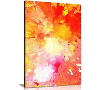 Pink Yellow & Orange Abstract Painting Canvas Wall Art Picture Print (18x12)