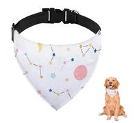 Pink Yellow Star Moon Dog Bandana with Adjustable Strap D Ring Dog Neckerchief Pet Bibs Triangle Cat Bandana Accessories Puppy Dogs Cats Decor Machine Washable