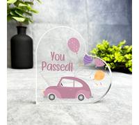 Pink You Congratulations Passed Driving Test Present Heart Plaque Keepsake Gift - Small Gifts For Him For Her, Present, Acrylic Plaque, Unqiue Gift, Ornament, Décor, Plaque, trinket, Keepsake Gift