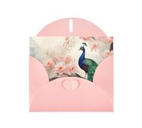 Pink YYHWHJDE Beautiful Peacock and Floral Picture Greeting Card 6x4 in with Double-Sided Pearl Effect and Environmentally Friendly Ink