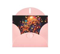 Pink YYHWHJDE Colorful Music Notes Picture Greeting Card 6x4 in with Double-Sided Pearl Effect and Environmentally Friendly Ink