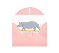 Pink YYHWHJDE Hippopotamus crossing the rainbow Prints Greeting Card 6x4 Inches - Fashionable and Unique Design for Various Occasions