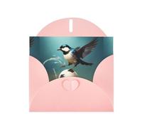 Pink YYHWHJDE Little swallow stepping on the ball Prints Greeting Card 6x4 Inches - Fashionable and Unique Design for Various Occasions