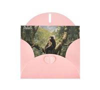 Pink YYHWHJDE Monkey sitting on a tree Printing Greeting Card for Christmas, Birthday, Valentine's Day, Wedding Anniversary, and Parties