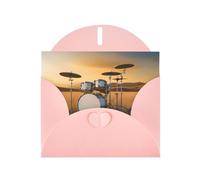 Pink YYHWHJDE Music Drum in Field Picture Greeting Card 6x4 in with Double-Sided Pearl Effect and Environmentally Friendly Ink